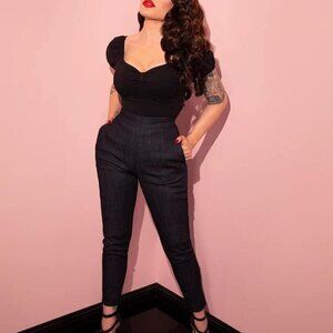 Vixen by Micheline Pitt OLD FIT Cigarette Pants in Denim